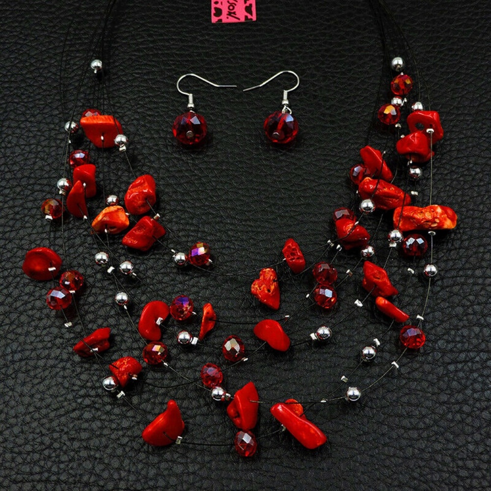 Betsey Johnson Red Stones, Crystals & Silver Beads